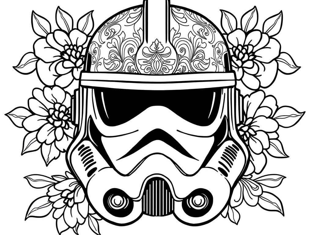 Preview of storm trouper helmet with intricate floral patterns