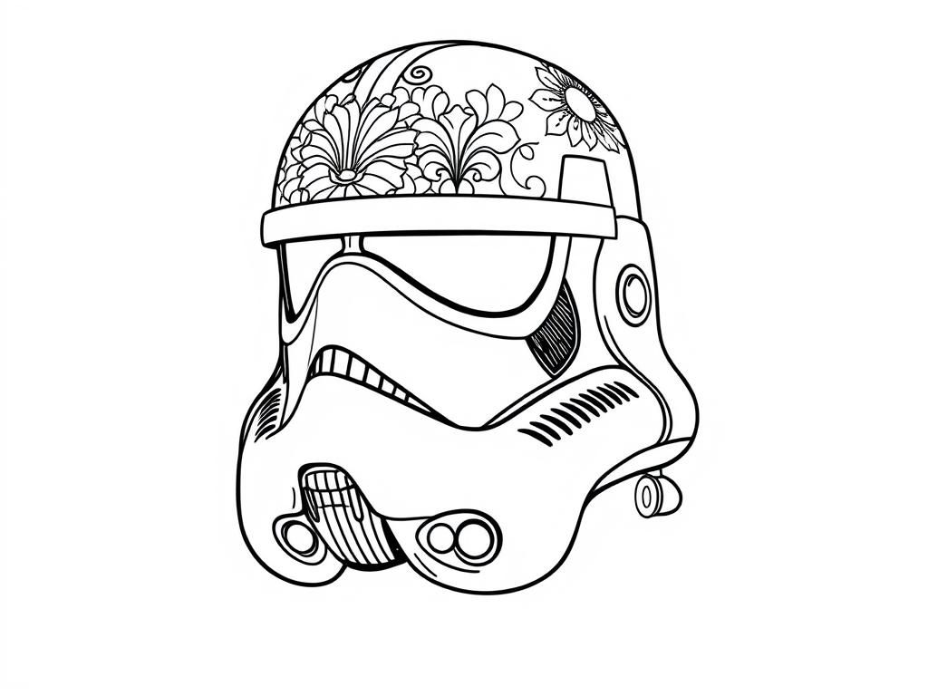 storm trouper helmet with intricate floral patterns