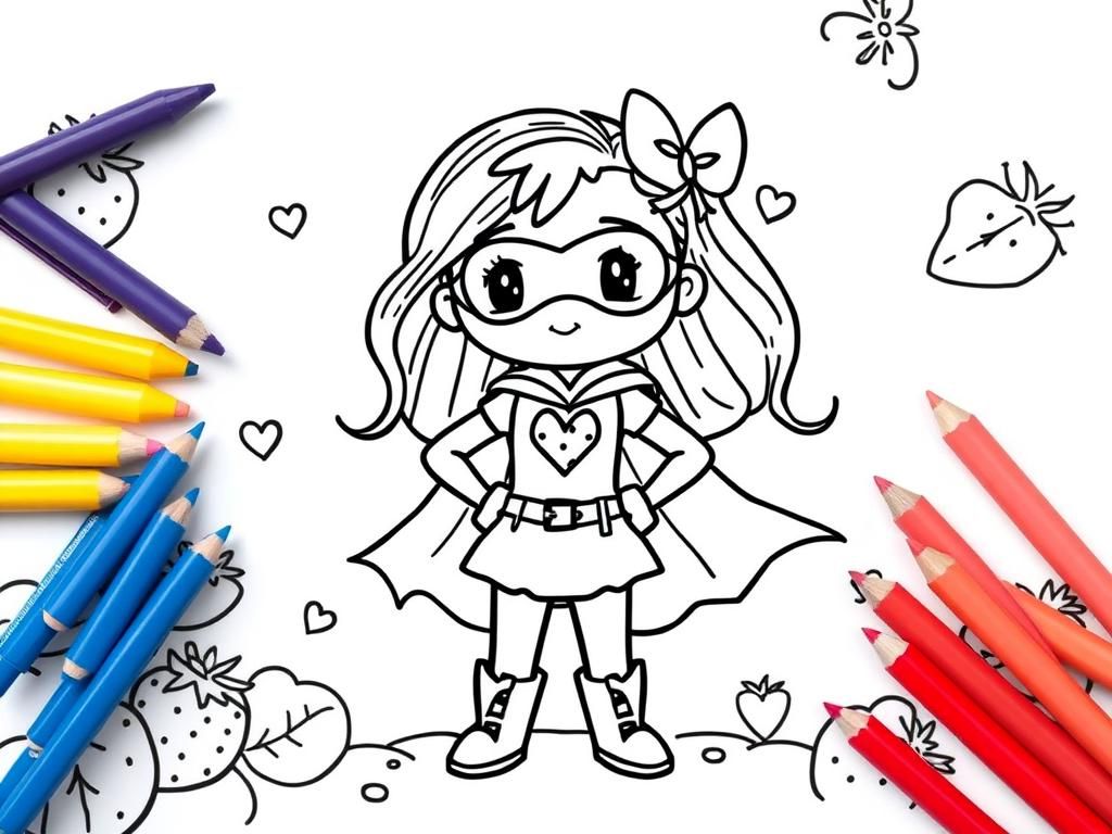 Preview of strawberry superhero girl cute