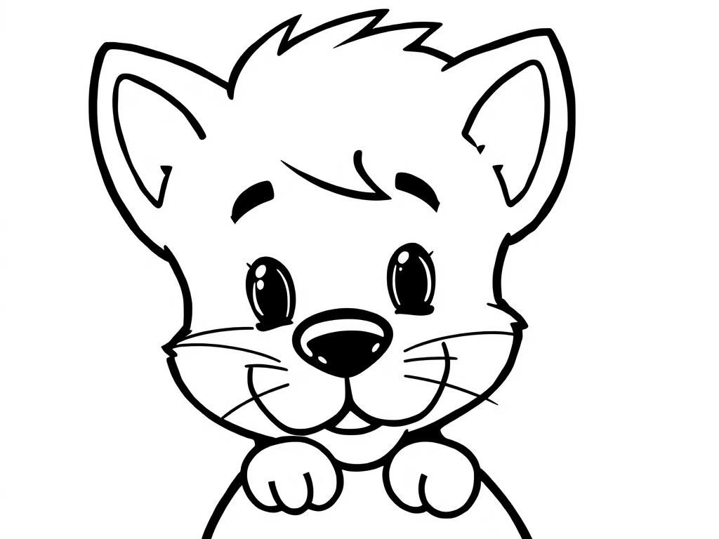 Cute Cartoon Cat Coloring Page