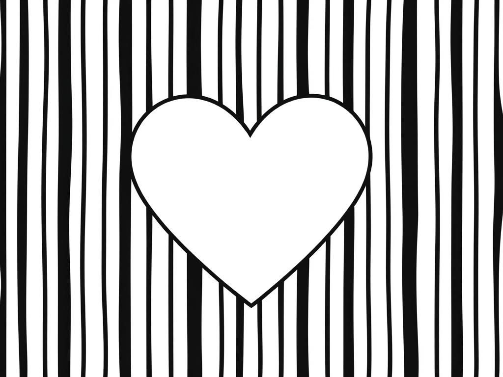 Heart on Stripes Coloring Page