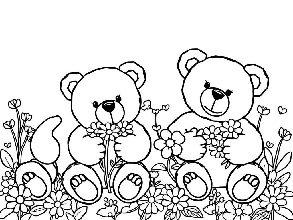 Preview of Stuffed bears with flowers