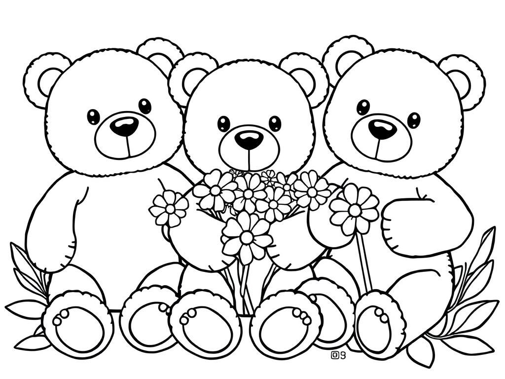 Preview of Stuffed bears with flowers