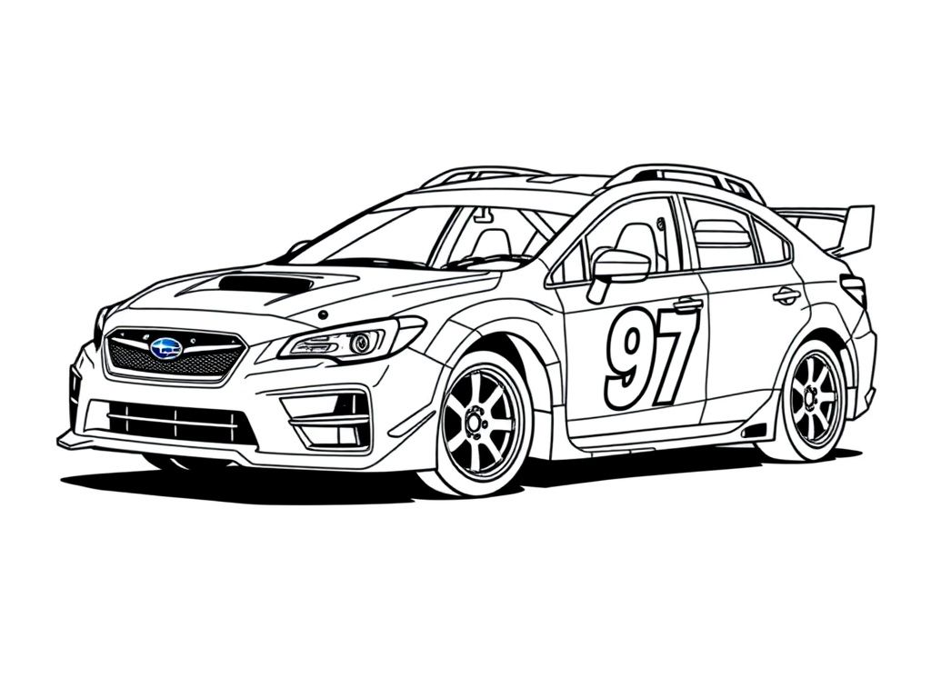 Subaru Race Car Coloring Page