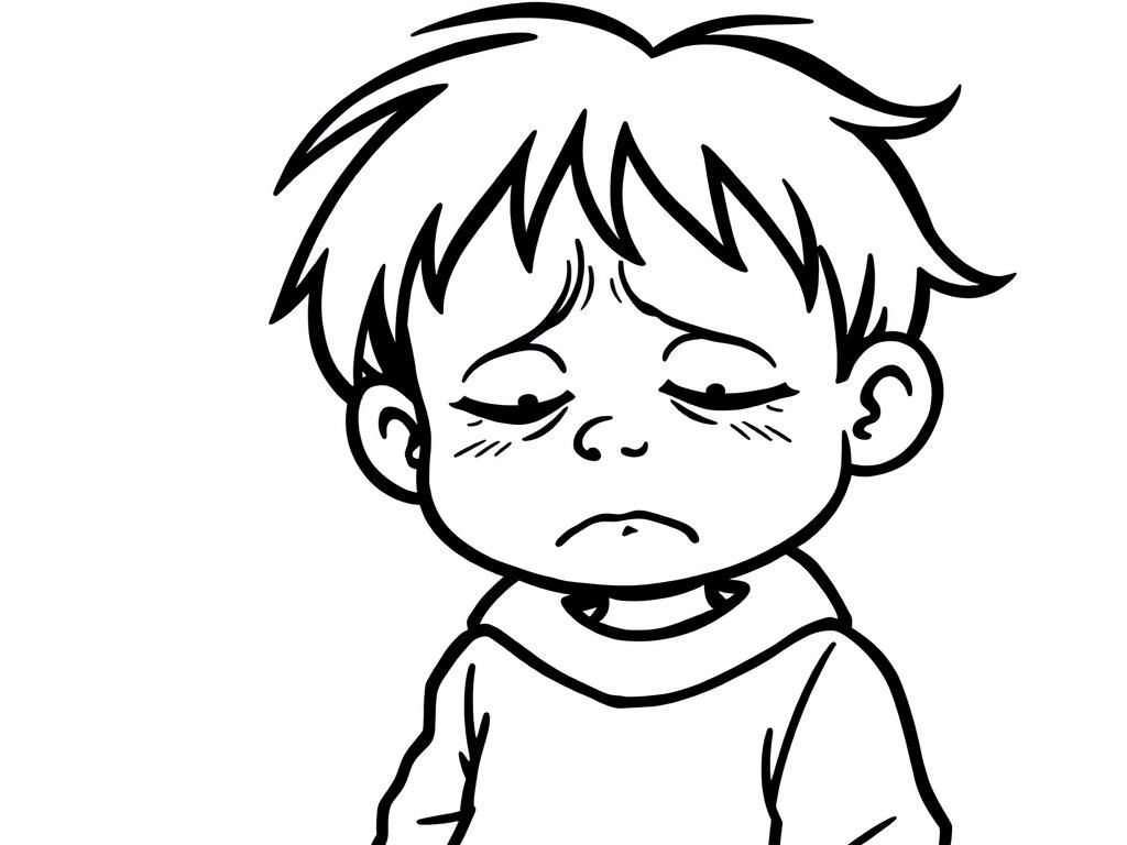 Boy Crying Coloring Page