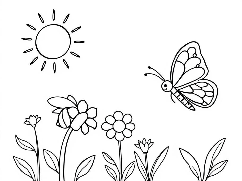 Preview of sun, bee, flower, butterfly