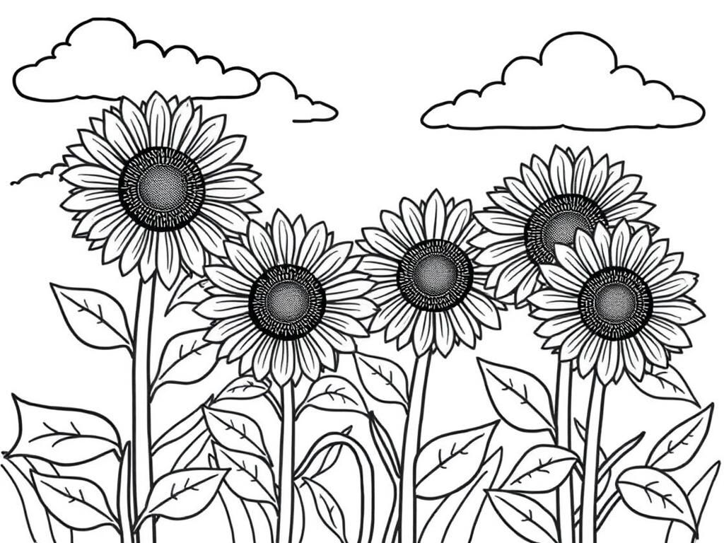 Preview of sunflowers, clouds, sun