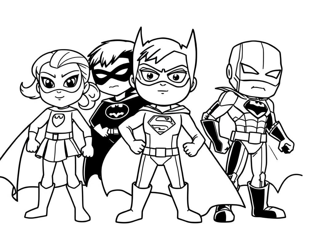 Superhero Kids Coloring Page