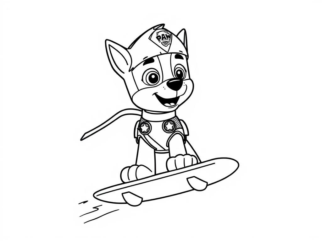 super ryder on his board from paw patrol - Free Printable Coloring Page