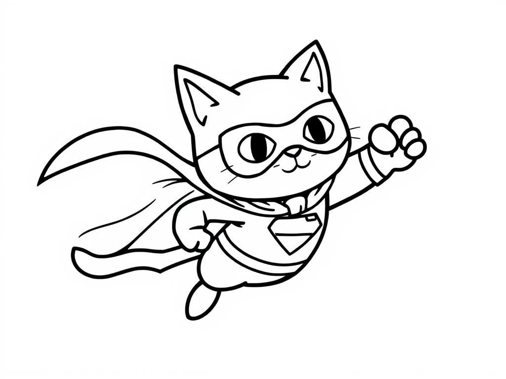 Superhero Cat Coloring Page