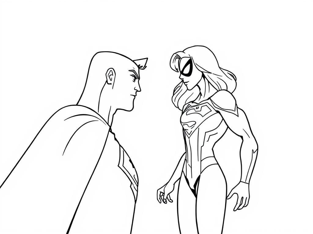 Kleurplaat Supergirl en Superman