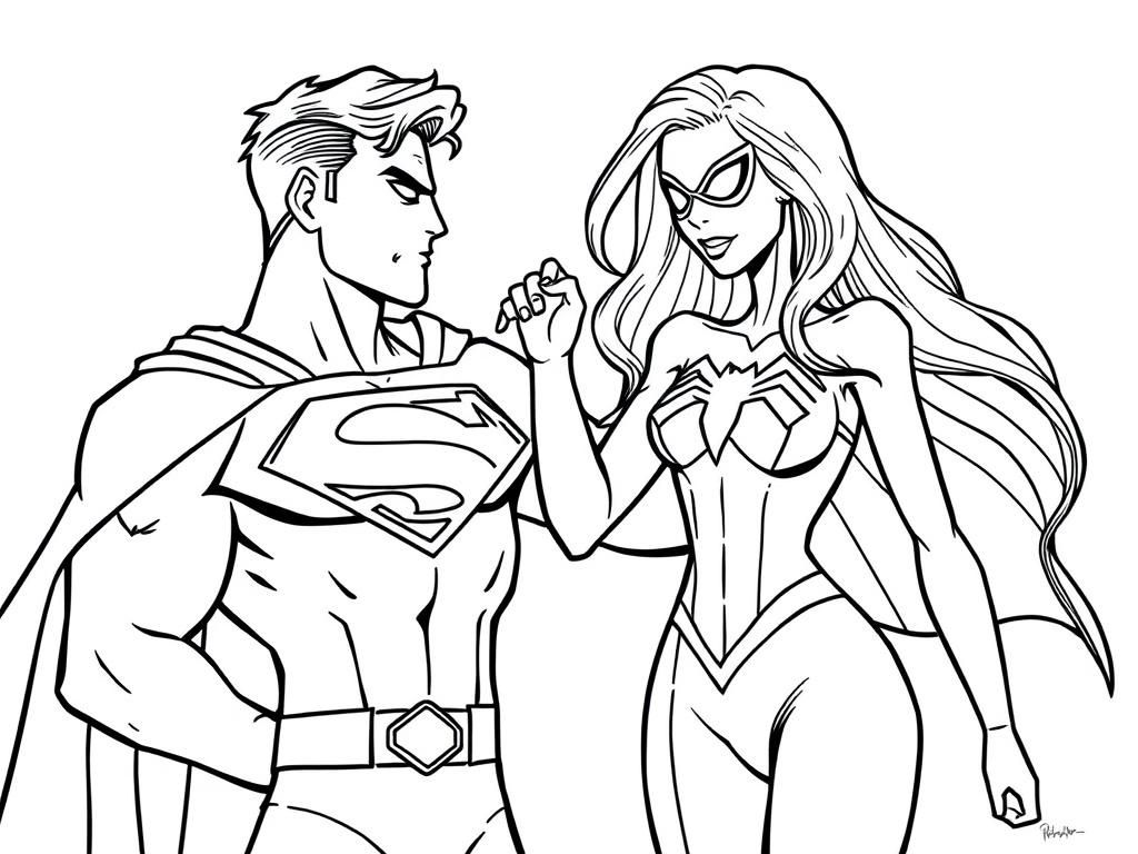 Superman and Supergirl Coloring Page