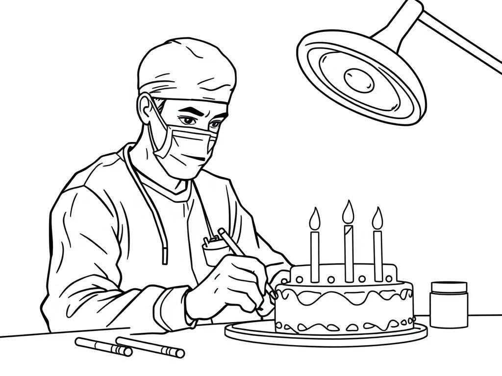 Surgeon working on his birthday crying