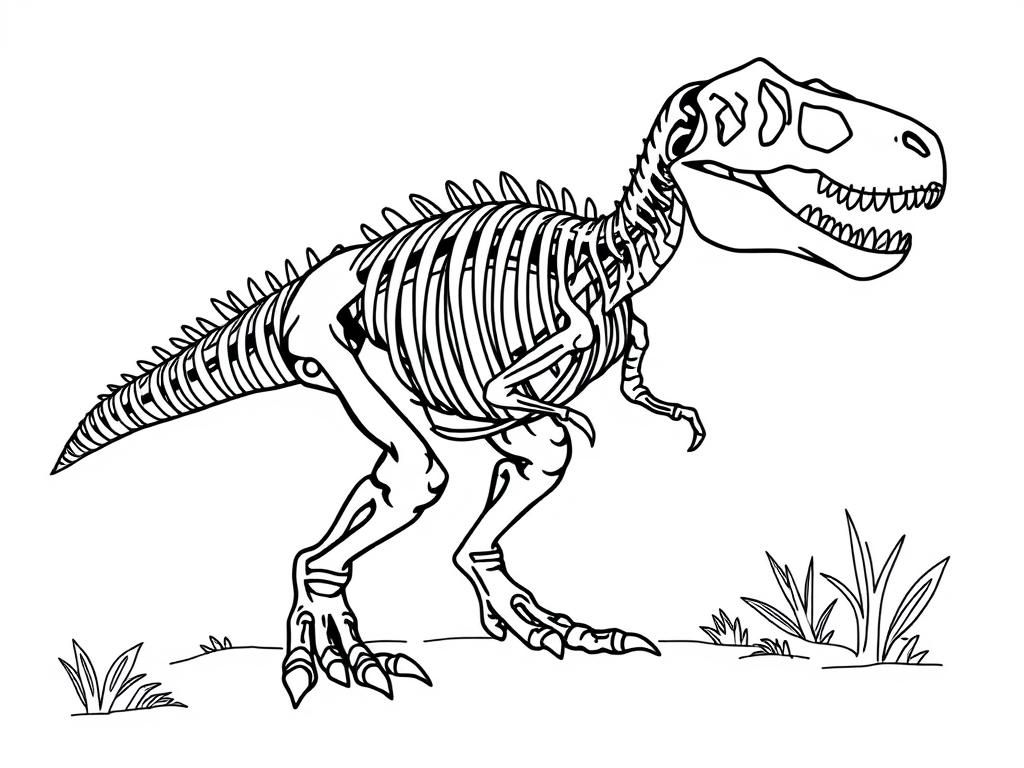 Dinosaur Skeleton Coloring Page
