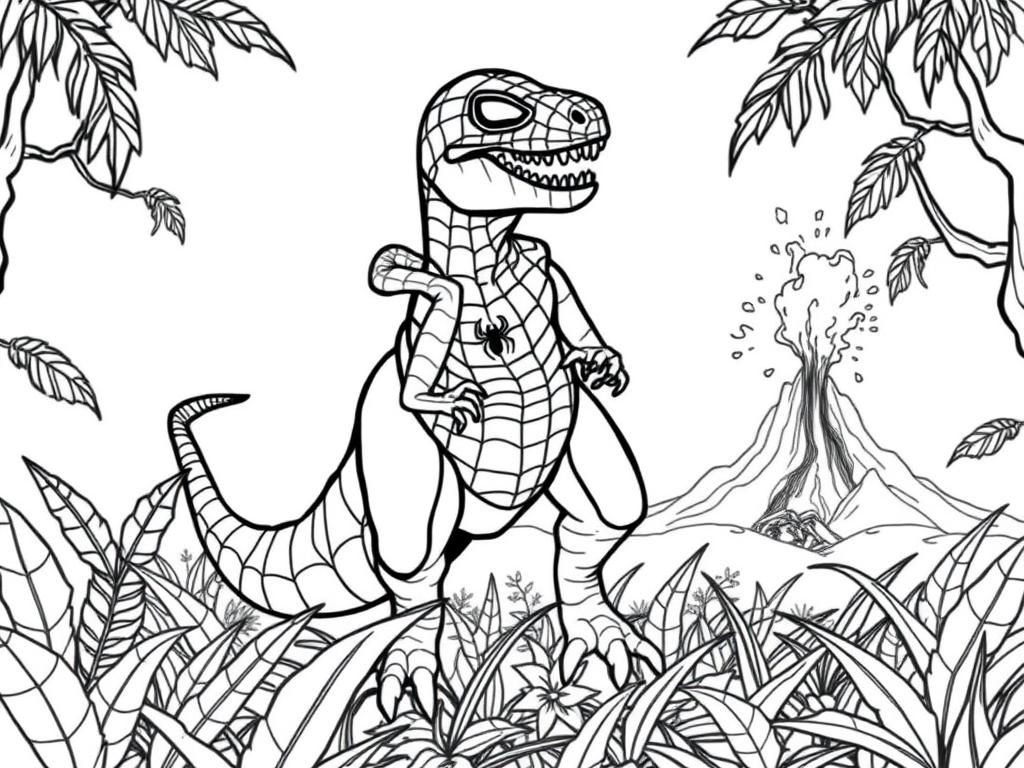 Dino Jungle Adventure Coloring Page