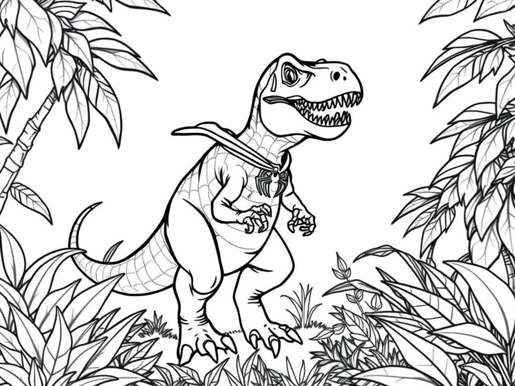 T-Rex Jungle Adventure Coloring Page