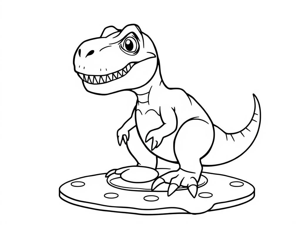 Smiling T-Rex Dinosaur Coloring Page