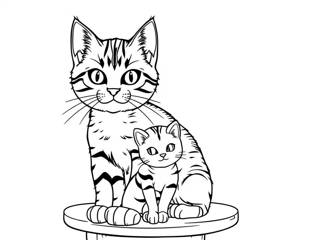 Kleurplaat van twee katten