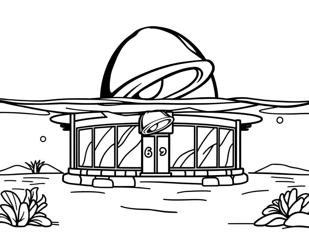 Futuristic Underwater Building Coloring Page