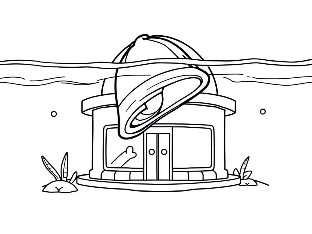 Underwater House Coloring Page