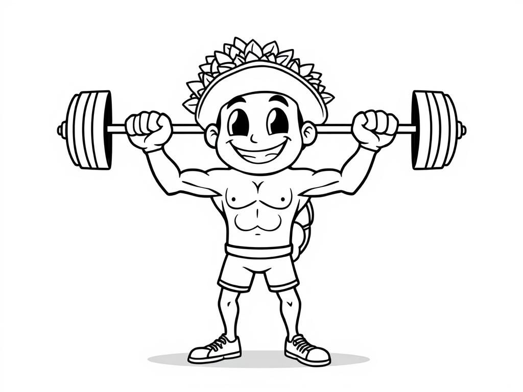 Boy Lifting Weights Coloring Page