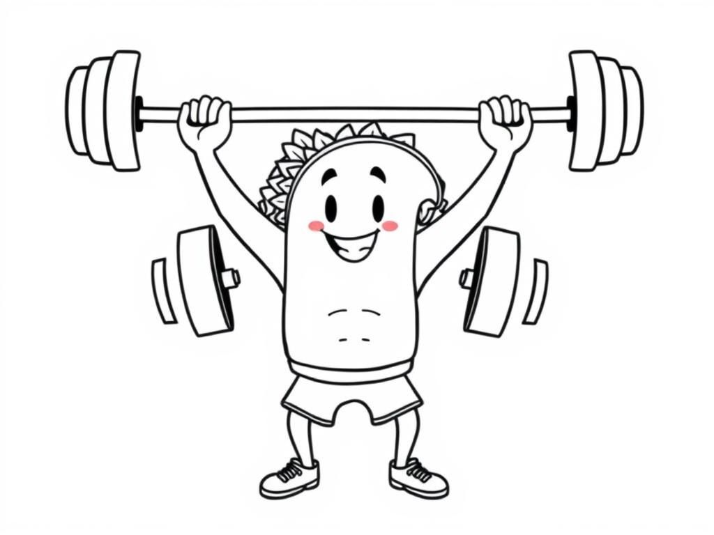 Dino Lifts Weights Coloring Page