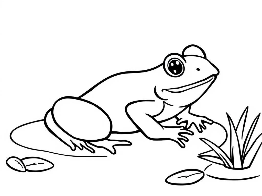 Frog Sitting on Lily Pad Coloring Page