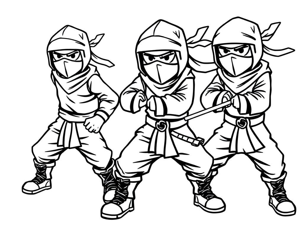 tall grown up ninjas with boots ready to fight