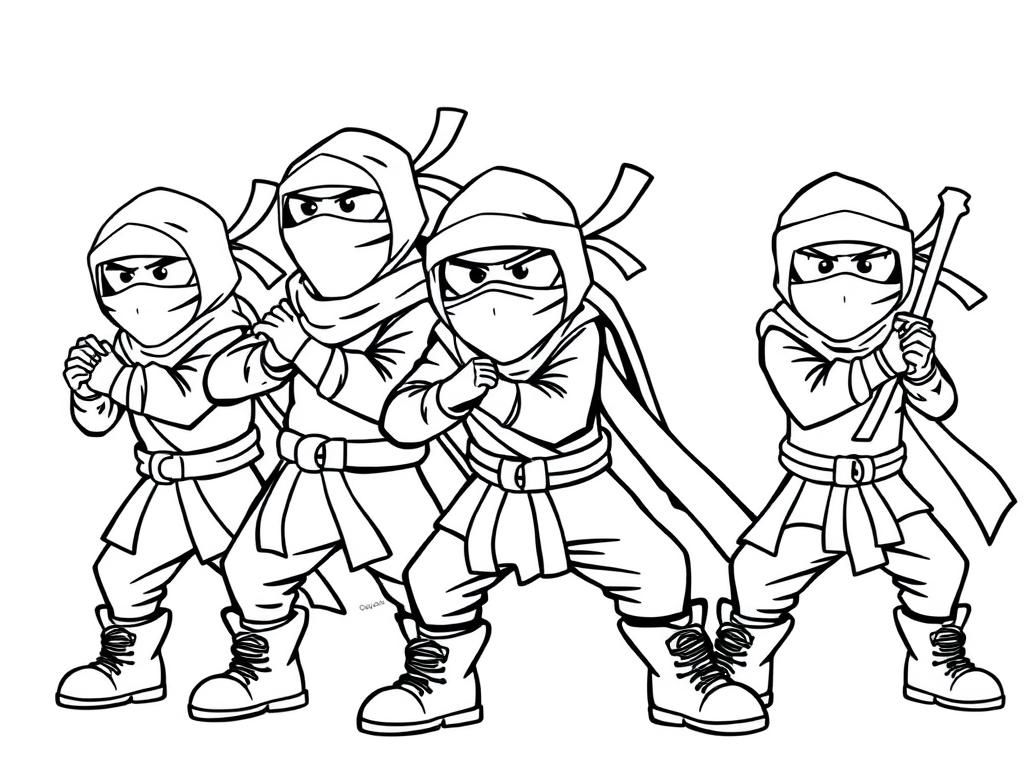 tall grown up ninjas with boots ready to fight