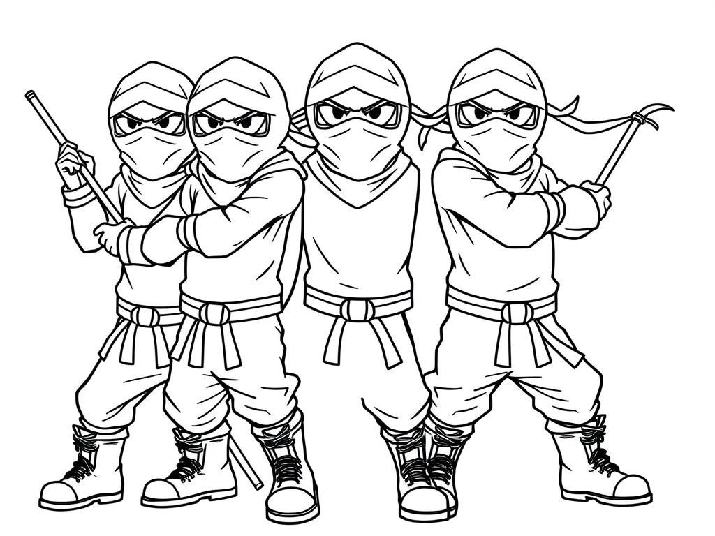 tall grown up ninjas with boots ready to fight