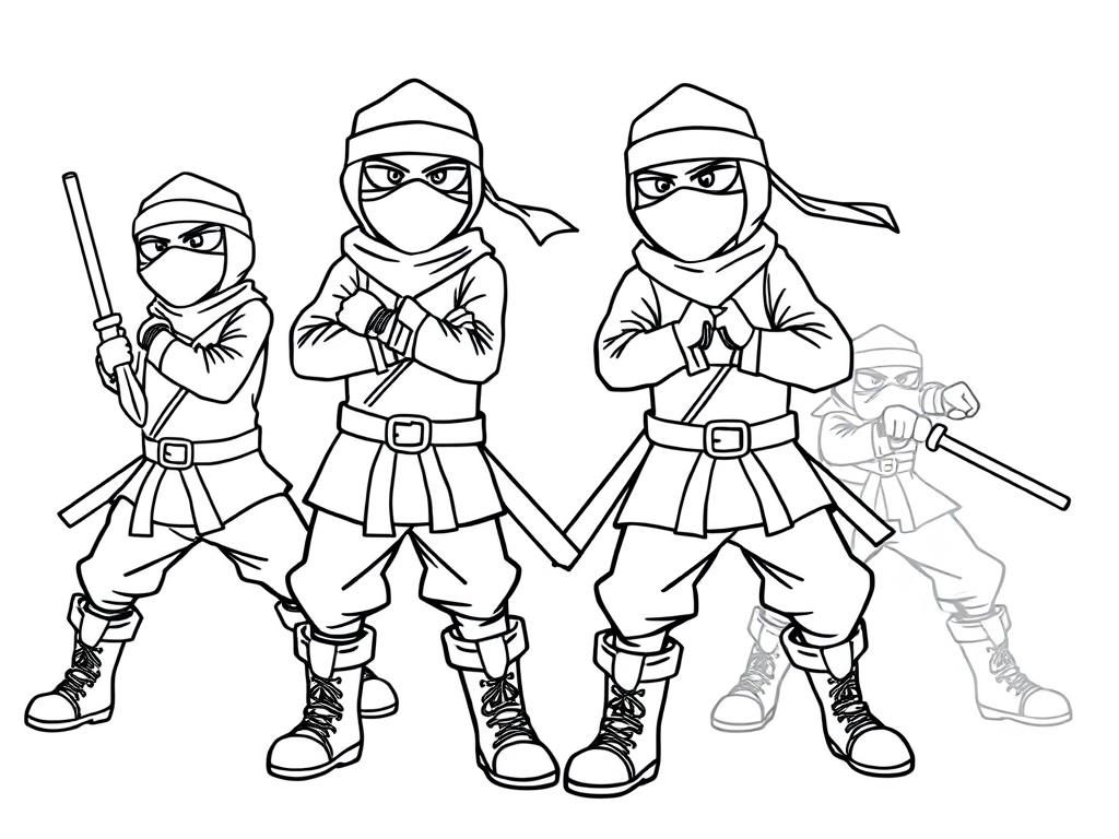 tall grown up ninjas with boots ready to fight