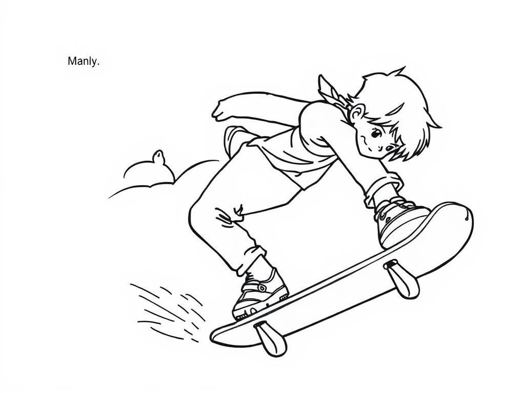 Tanner falling off skate board - Free Printable Coloring Page
