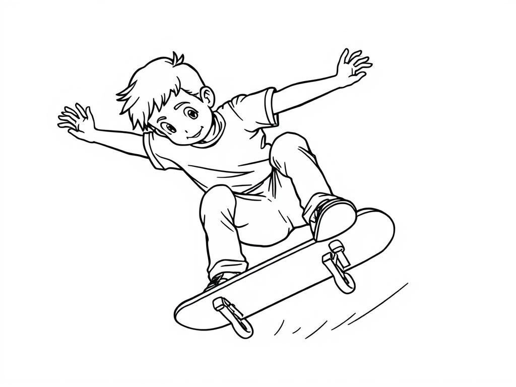 Tanner falling off skateboard - Free Printable Coloring Page