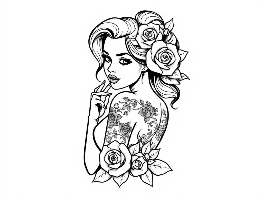 Coloring Page of Beautiful Roses