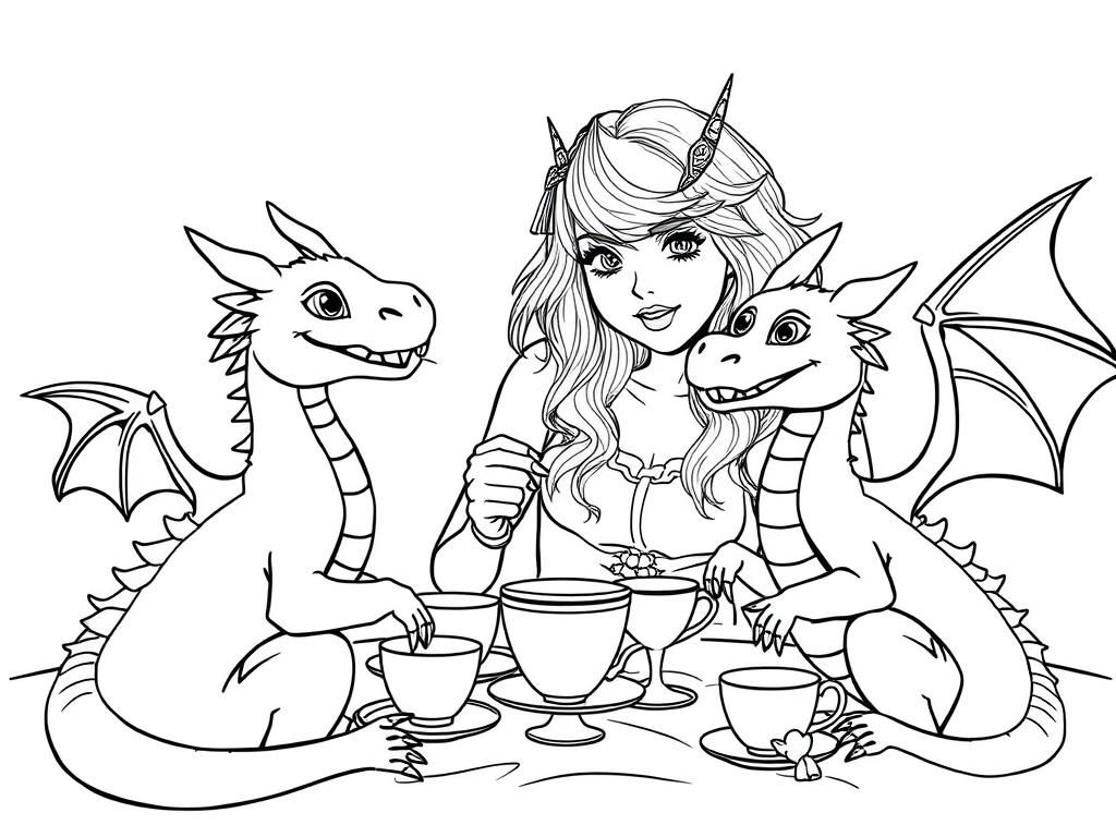 Preview of Taylor Swift having a tea party with dragons