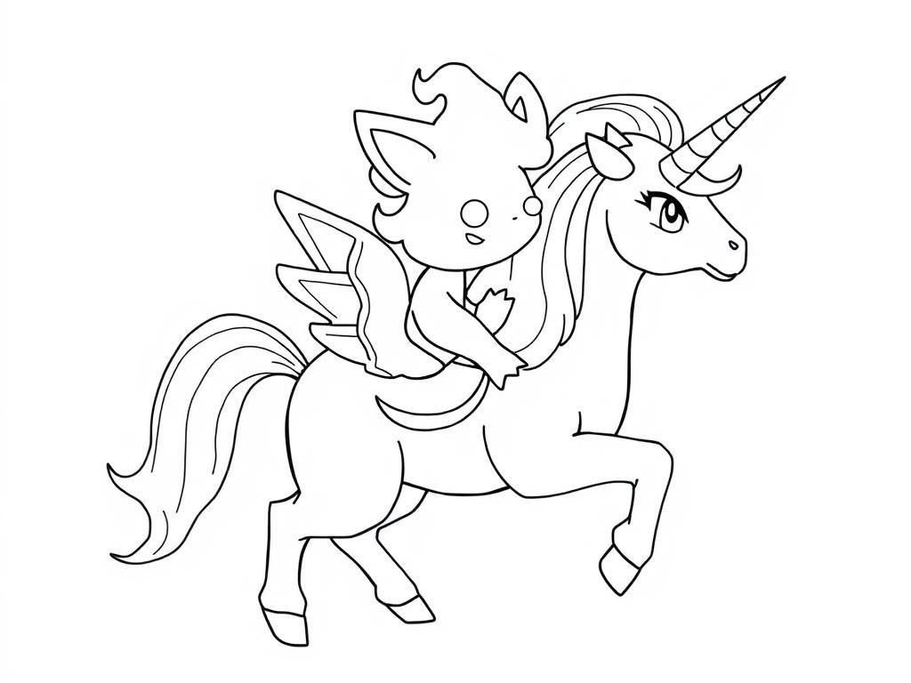 Chibi Unicorn Coloring Page