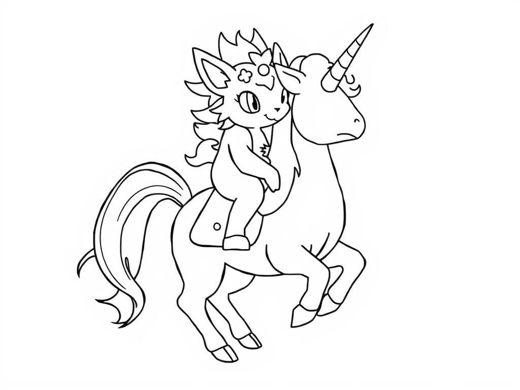 Fantasy Unicorn Coloring Page for kids