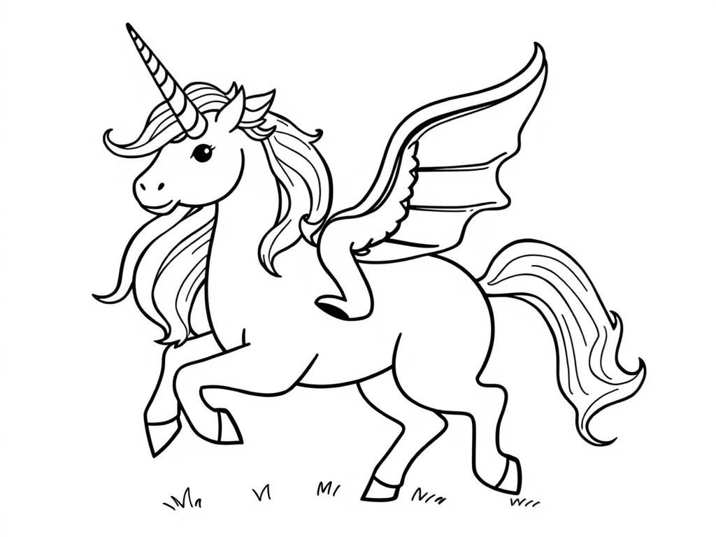 Teddiursa riding a unicorn - Free Printable Coloring Page