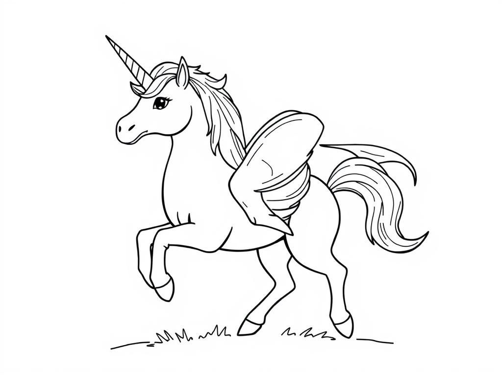 Teddiursa riding a unicorn - Free Printable Coloring Page