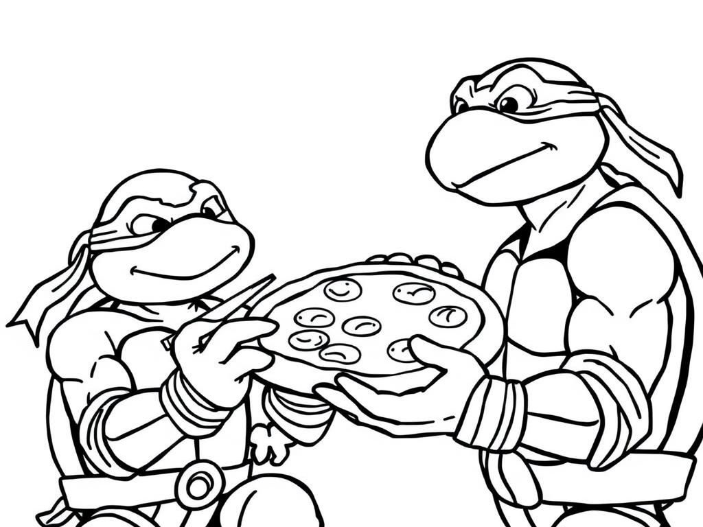 Preview of Teenage mutant ninja turtles eating  pizza with background