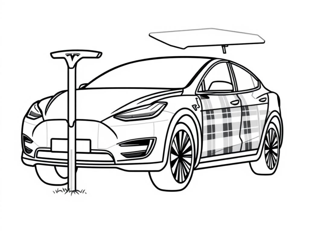 Electric Car Charging Coloring Page