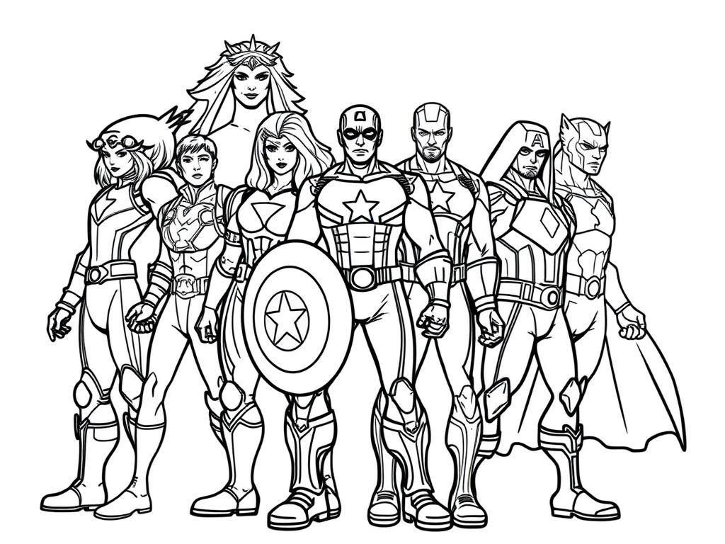 Superhero Team Coloring Page