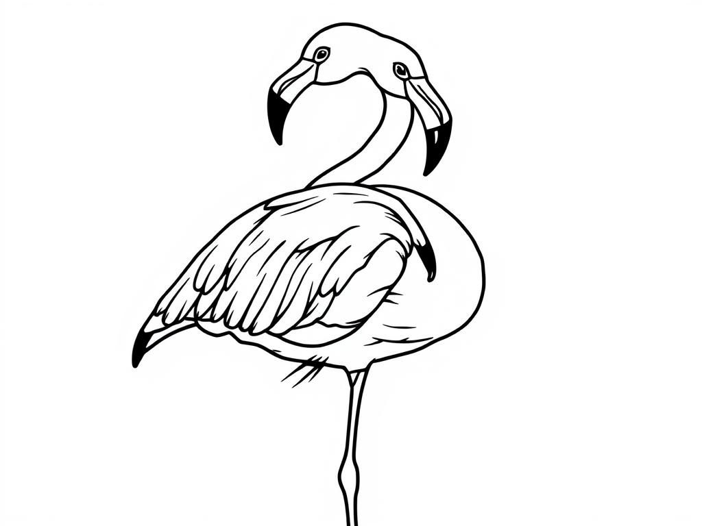 the Flamingo - Free Printable Coloring Page