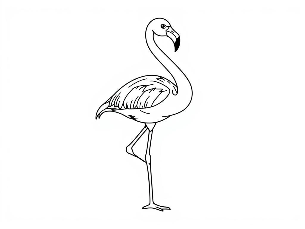 the Flamingo - Free Printable Coloring Page