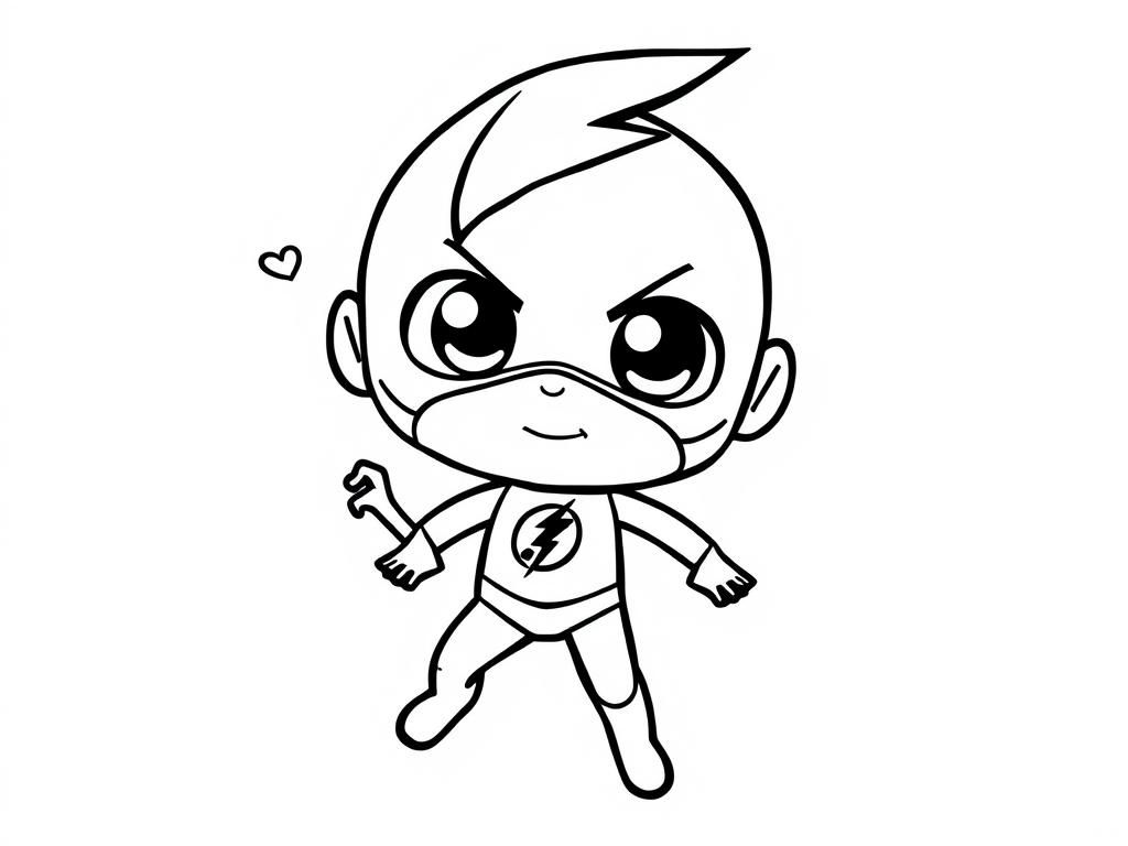 Chibi Superhero Coloring Page