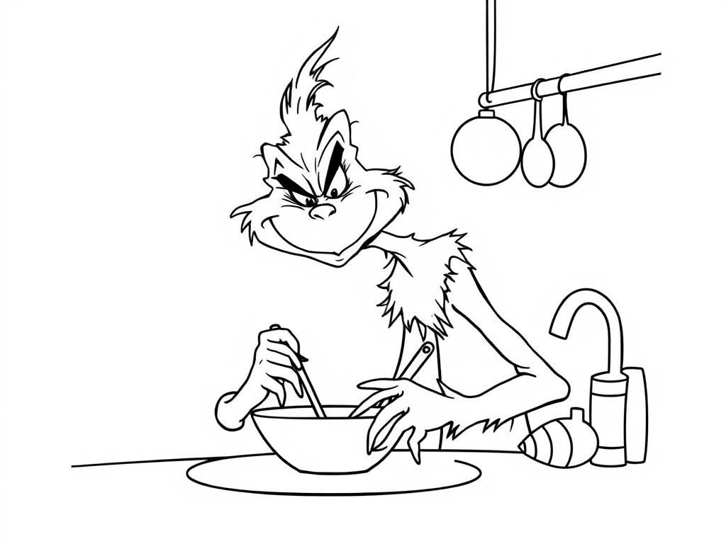 the grinch doing dishes