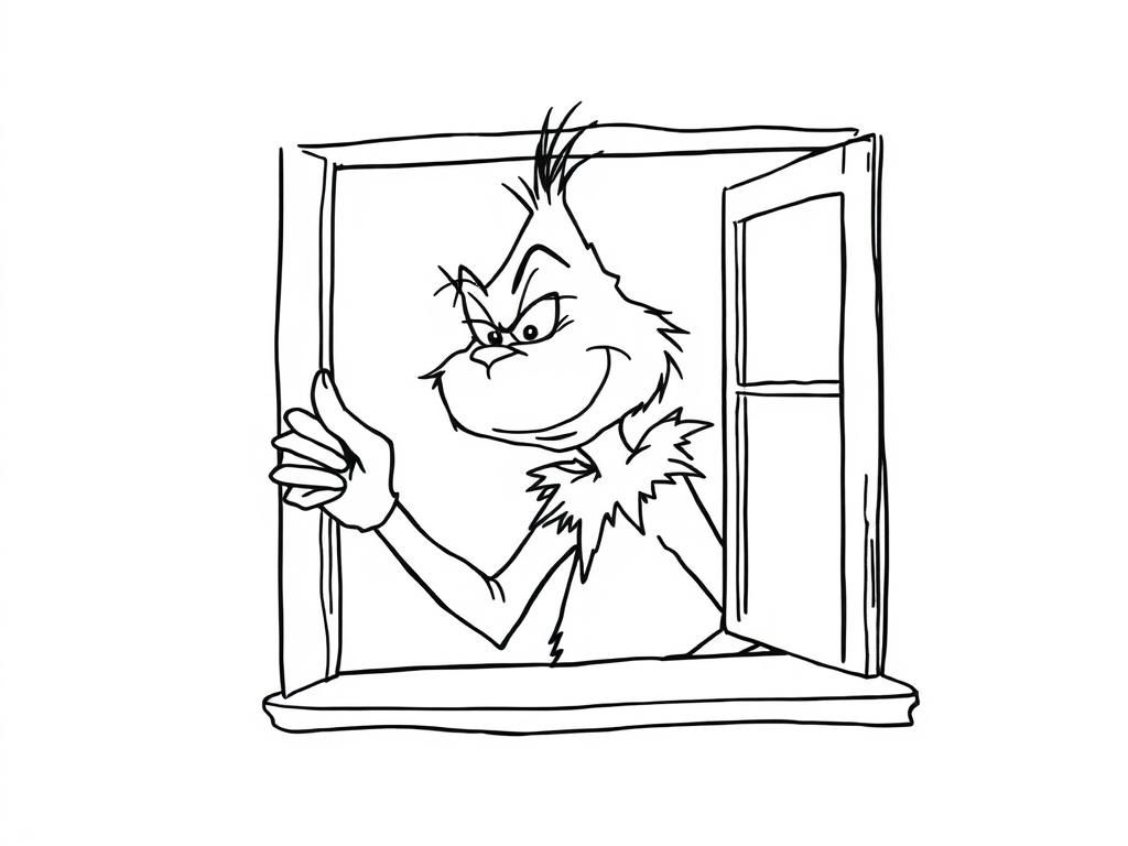 the grinch drawing a window