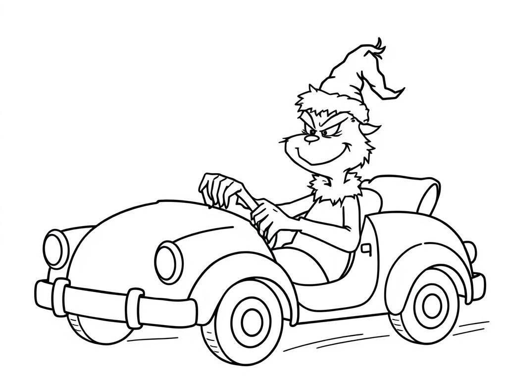 the grinch driving a car