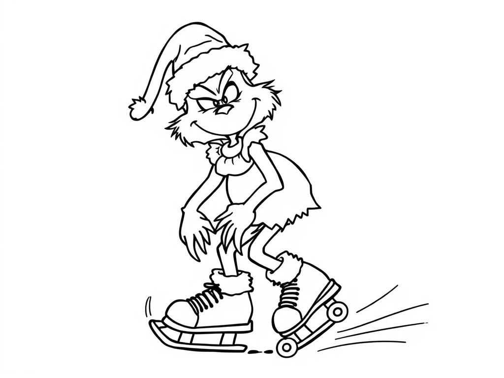 the grinch wearing roller skates