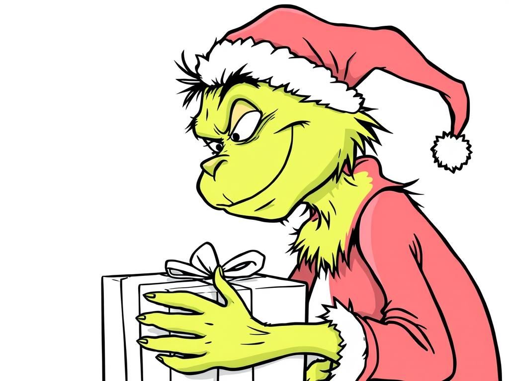 the grinch wrapping a present